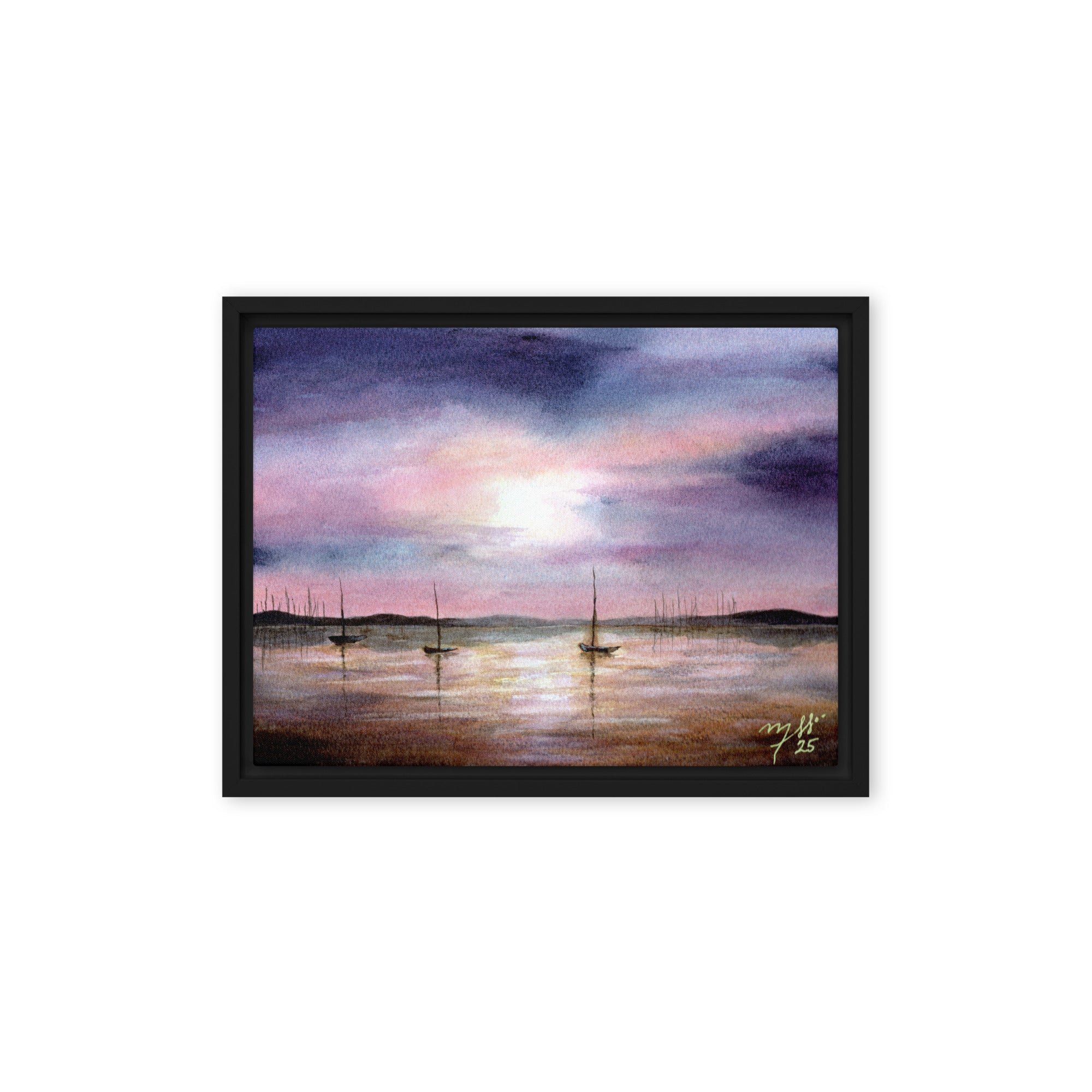 Original Watercolor - Saling at Sunset