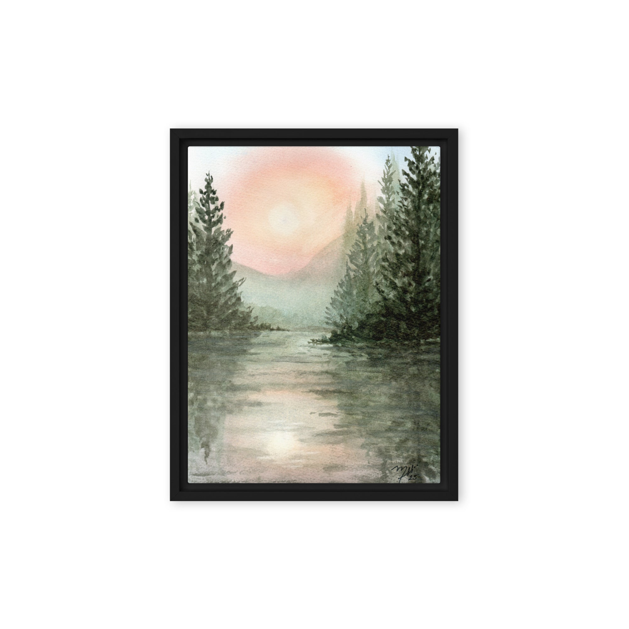Original Watercolor - Peaceful Mountain Sunrise