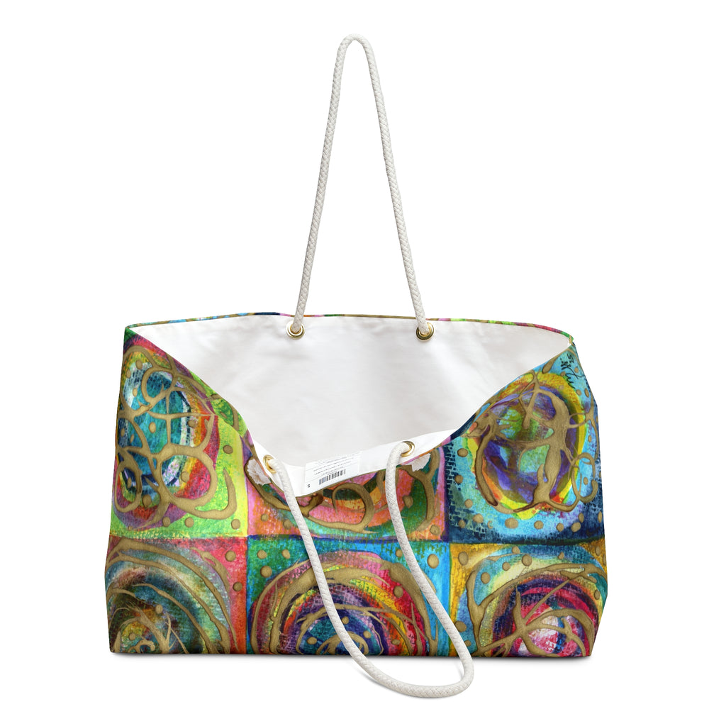 Colorful Abstract Mosaic Weekender Bag – Vibrant Boho Travel Tote