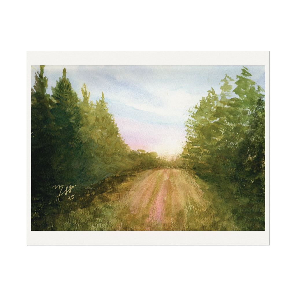 Original Watercolor - Forest Trail at Sunrise