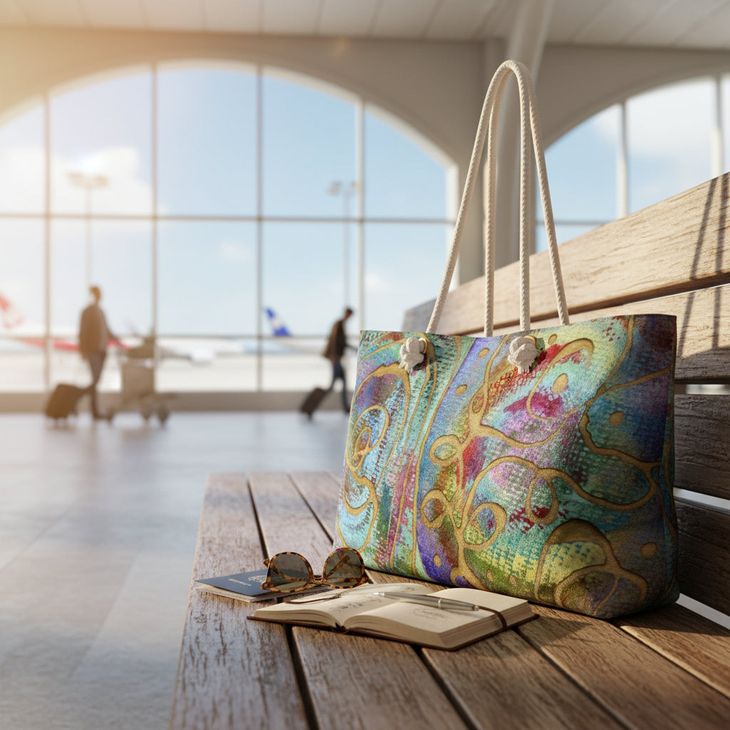Abstract Floral Weekender Bag – Colorful Boho Travel Tote