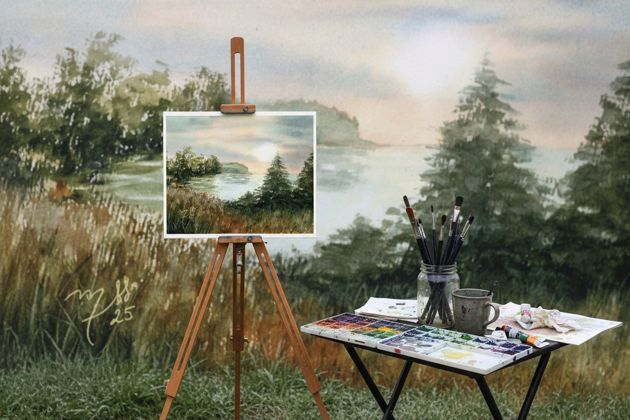 Original Watercolor - Dreaming at the Lake