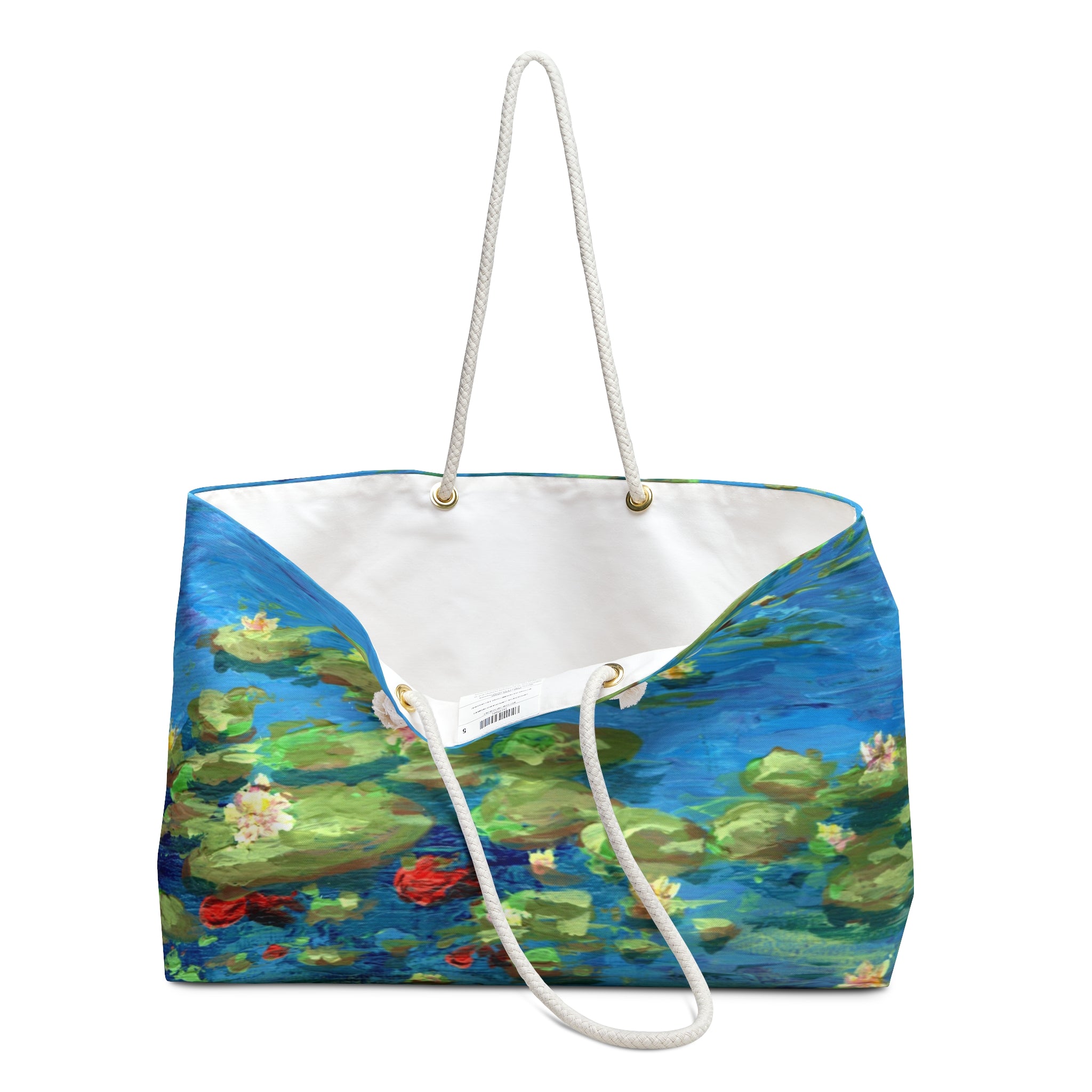 Water Lily Weekender Bag — Impressionist Floral Travel Tote