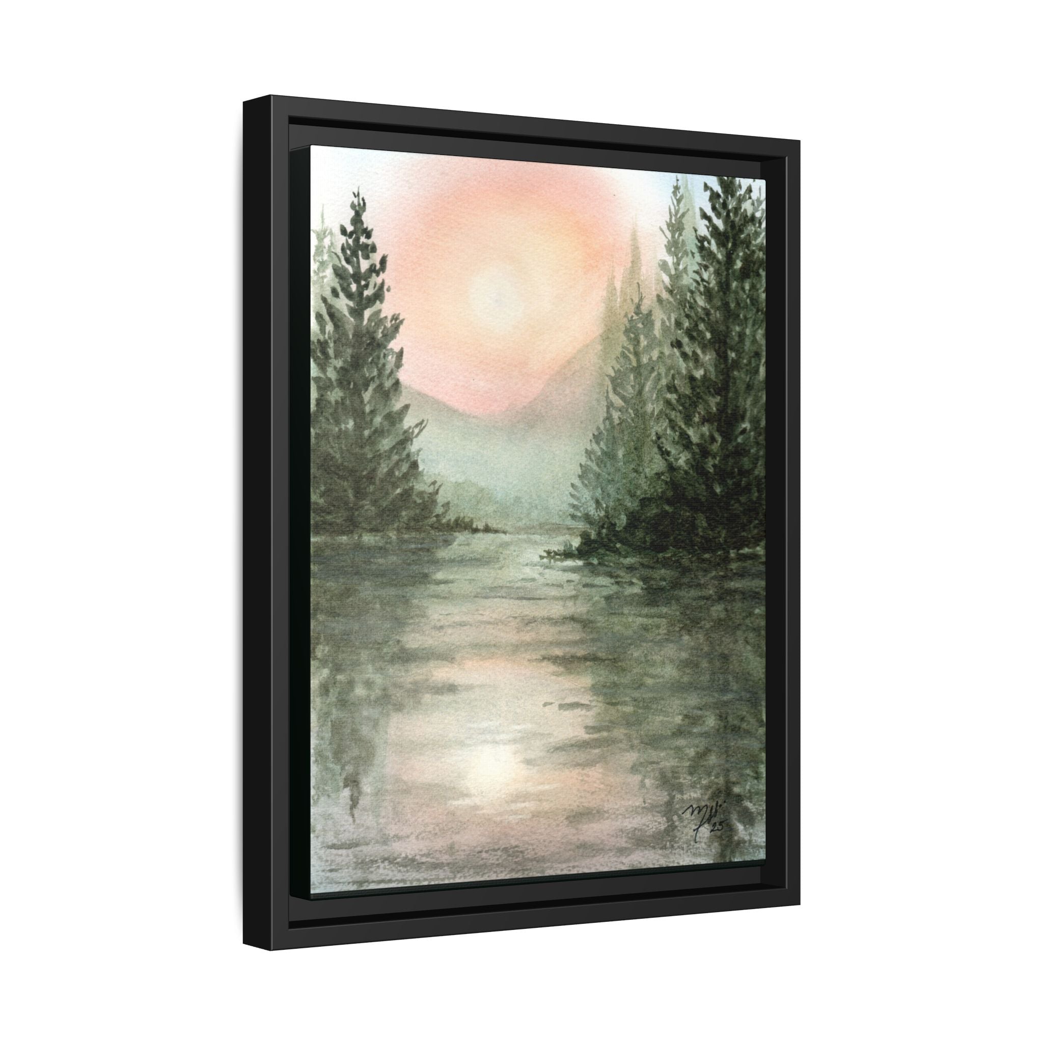 Original Watercolor - Peaceful Mountain Sunrise
