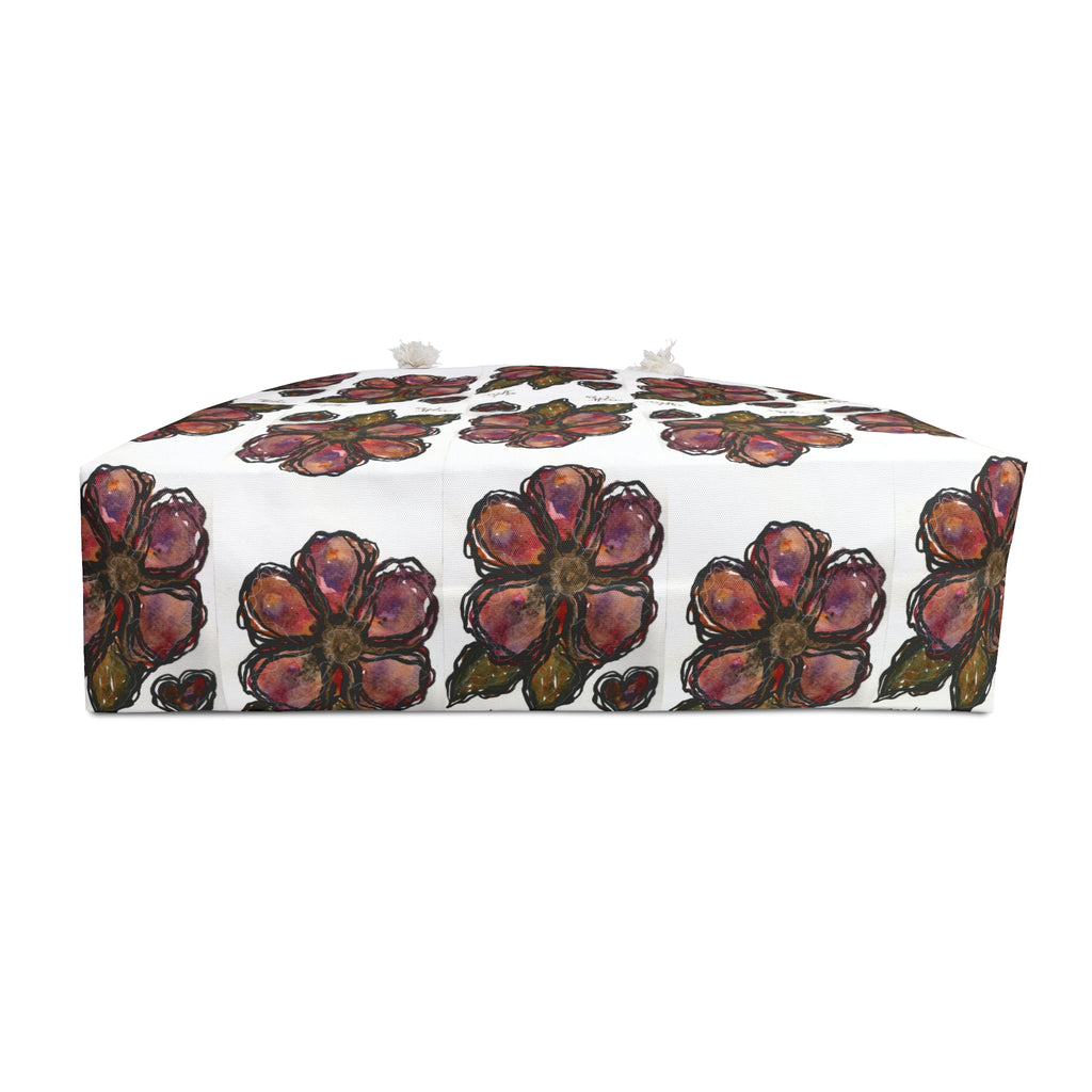 Floral Weekender Bag — Hand-Painted Rose Pattern Travel Tote