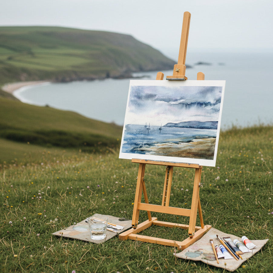 Original Watercolor - Stormy Coastal Water
