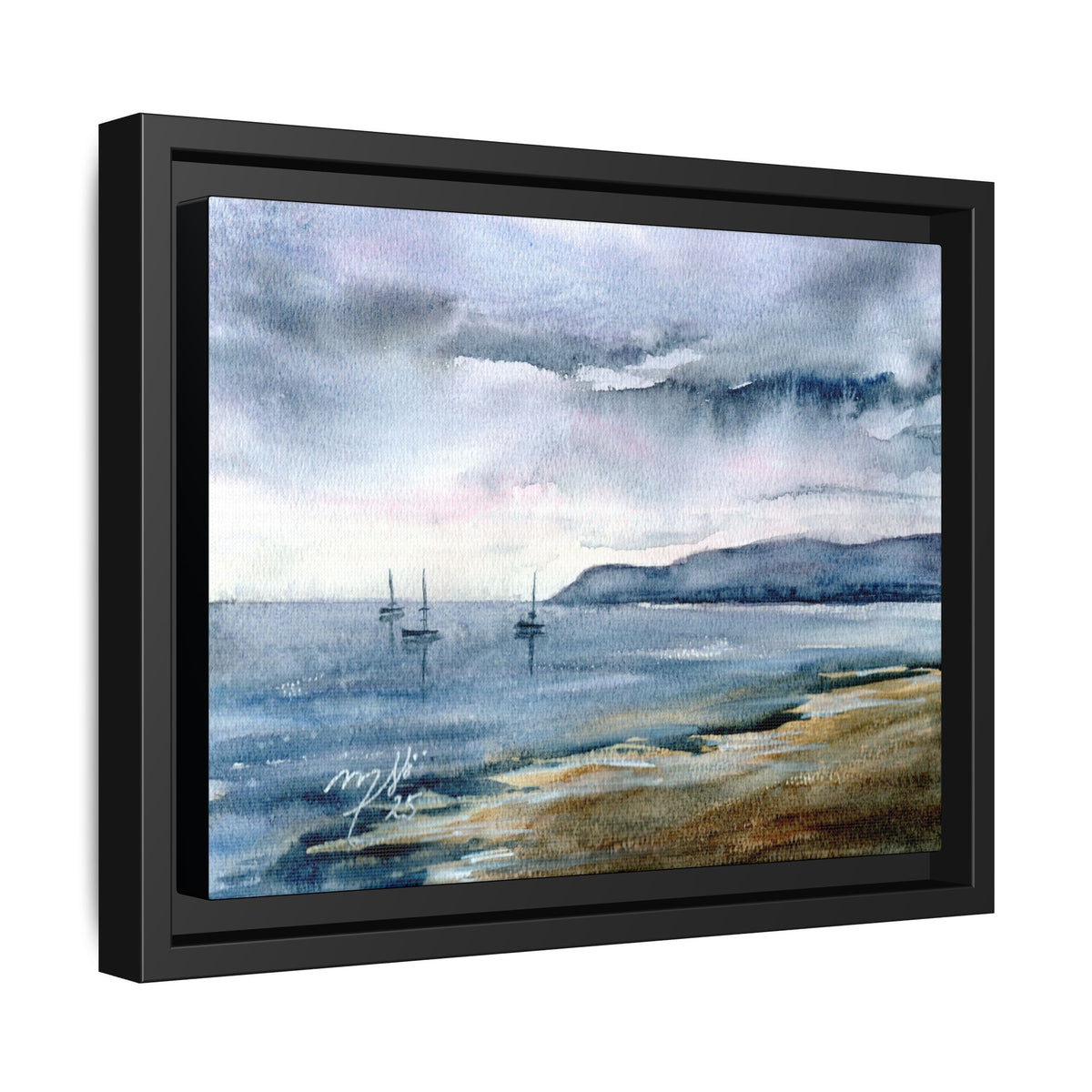 Original Watercolor - Stormy Coastal Water