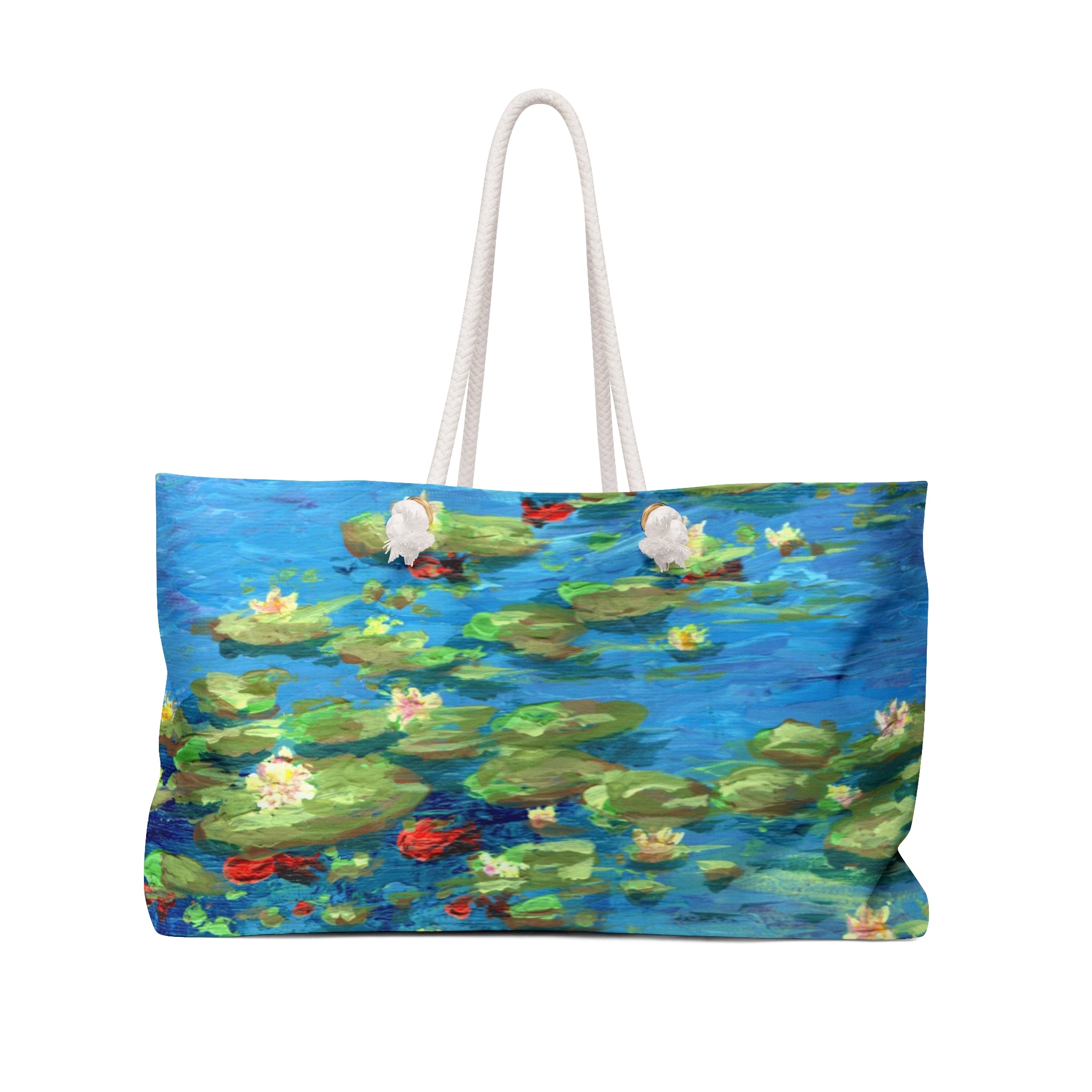 Water Lily Weekender Bag — Impressionist Floral Travel Tote