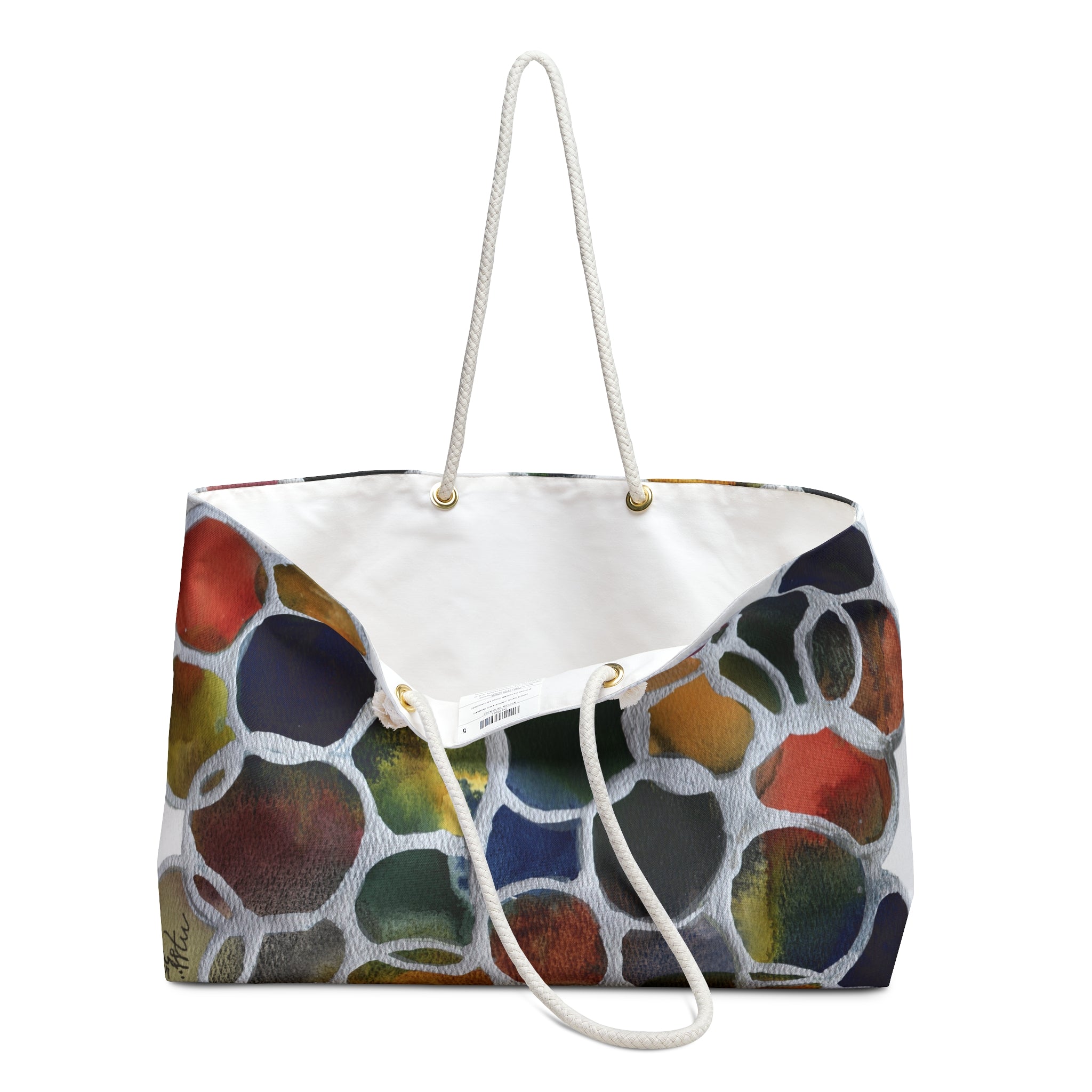 Abstract Pebble Pattern Weekender Bag — Colorful Stone Mosaic Travel Tote