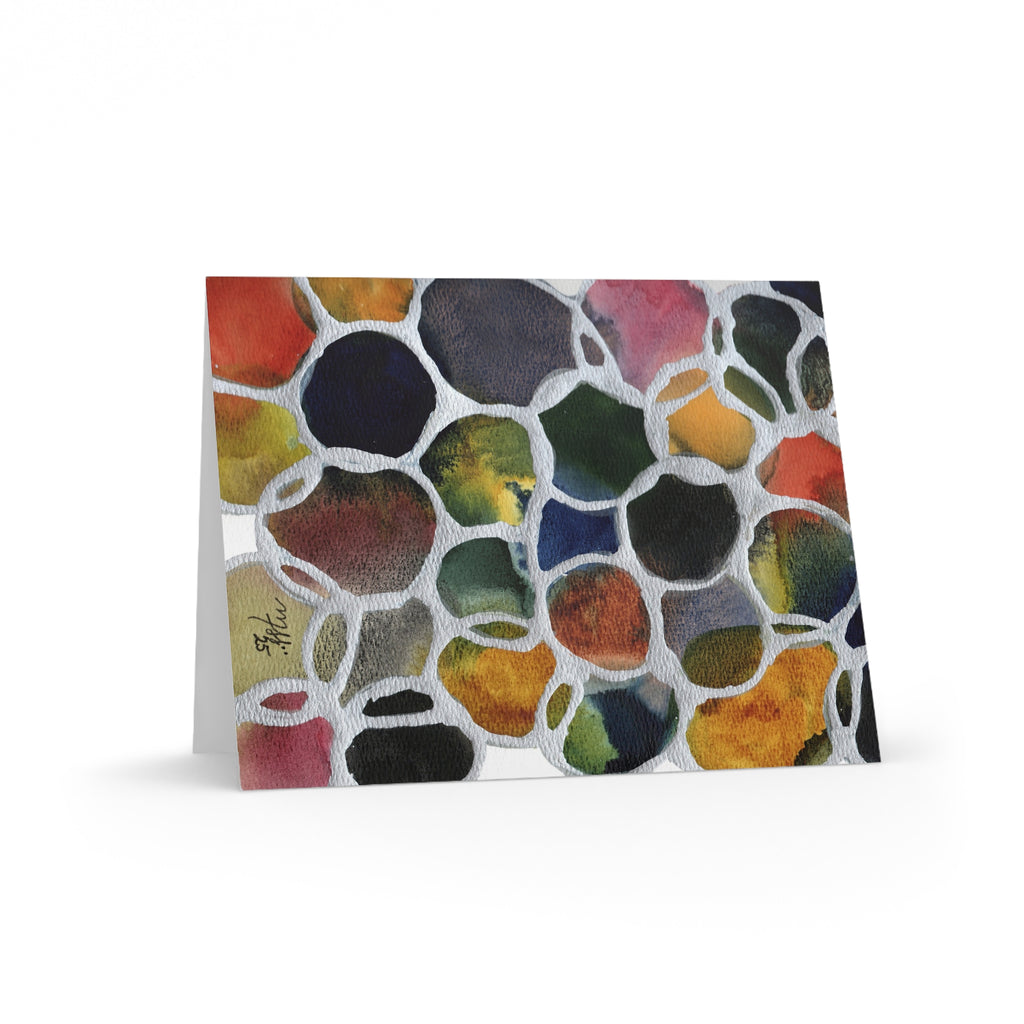 Abstract Watercolor Mosaic Greeting Cards — Pack of 8/16/24