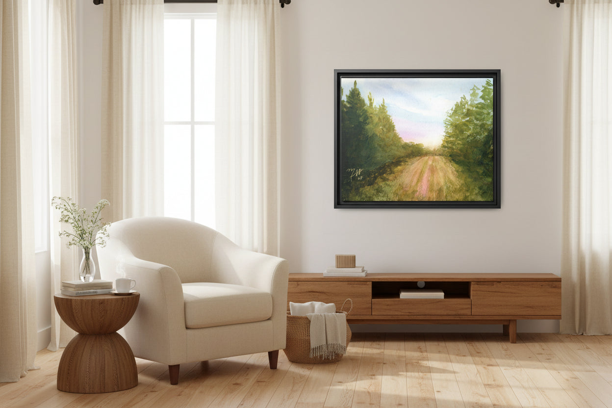 Original Watercolor - Forest Trail at Sunrise