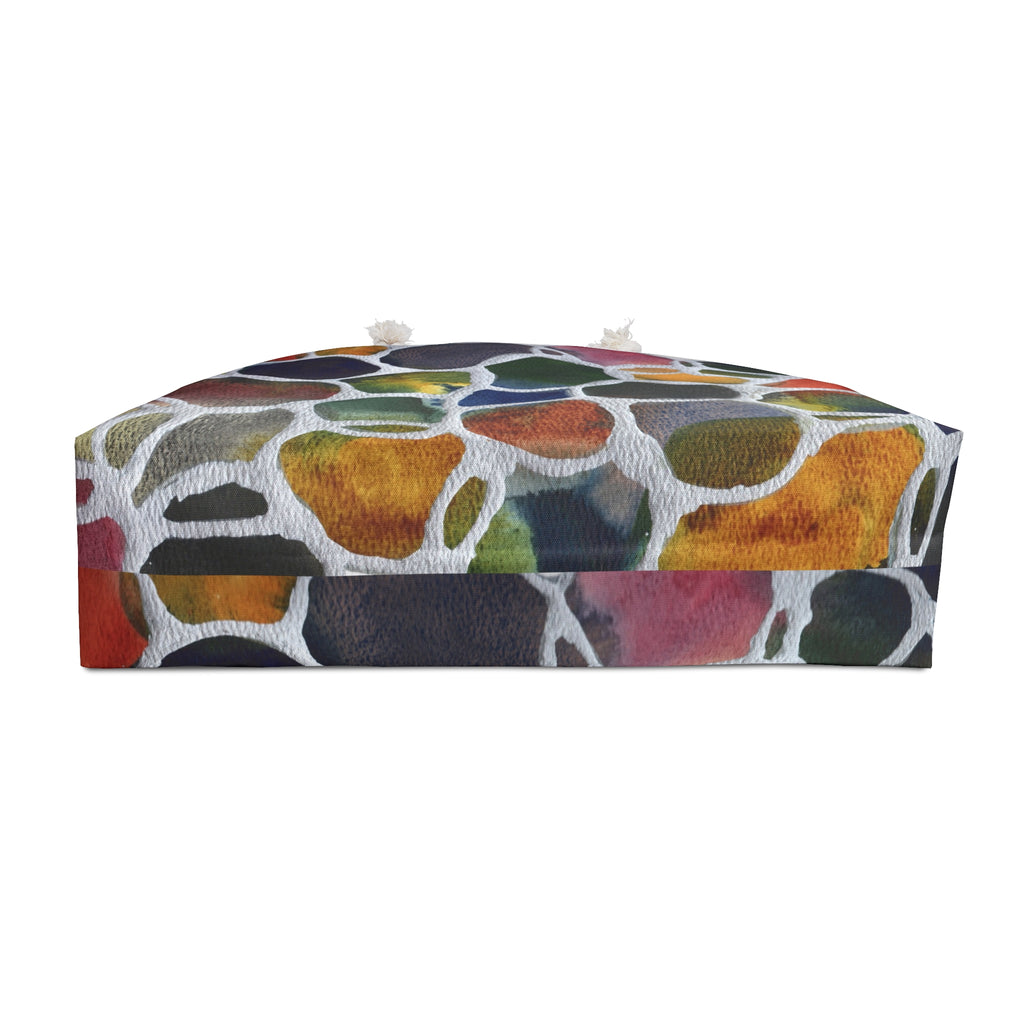 Abstract Pebble Pattern Weekender Bag — Colorful Stone Mosaic Travel Tote
