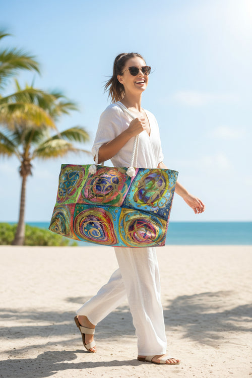 Abstract Bubble Art Weekender Bag — Colorful Watercolor Travel Tote
