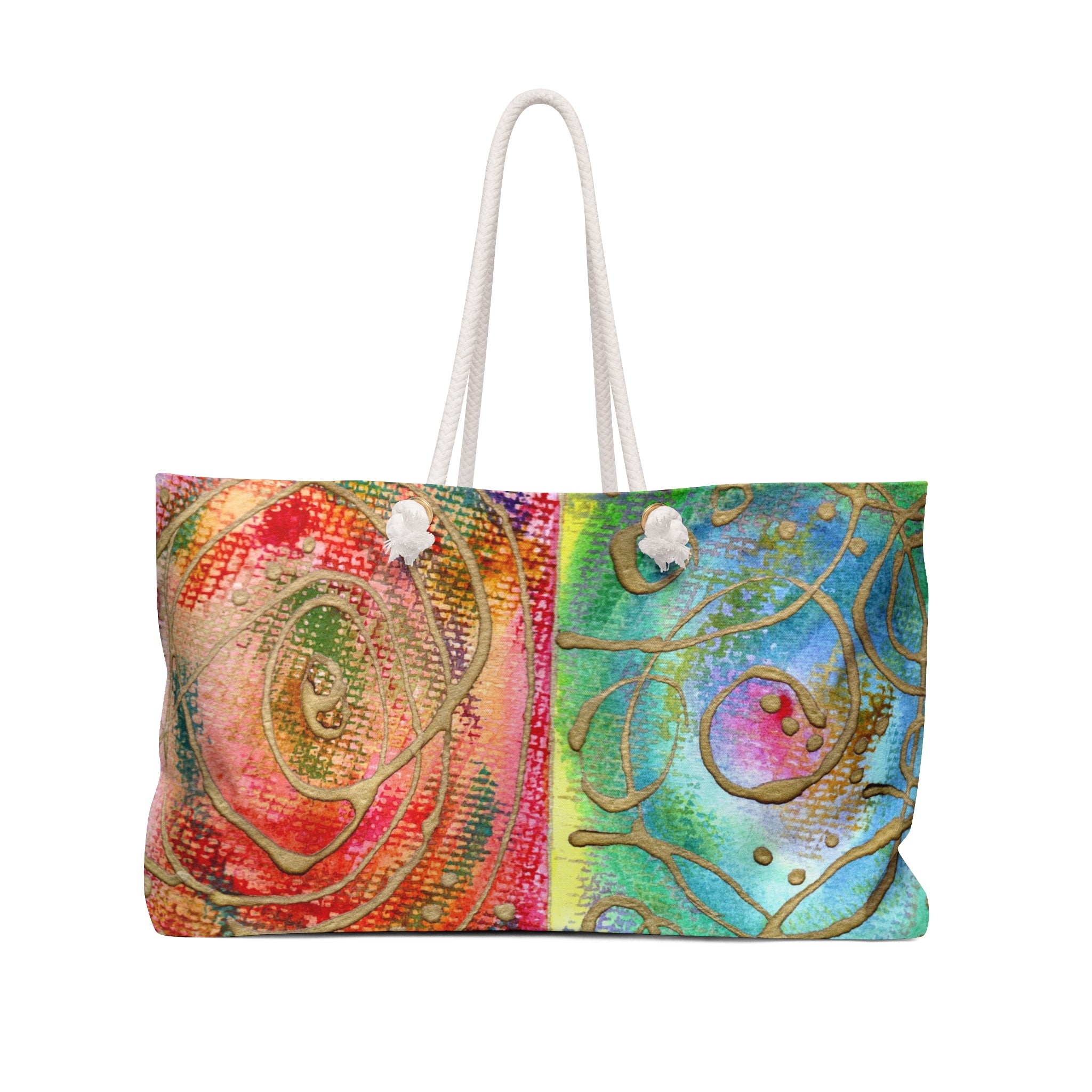 Abstract Floral Weekender Bag – Colorful Boho Travel Tote