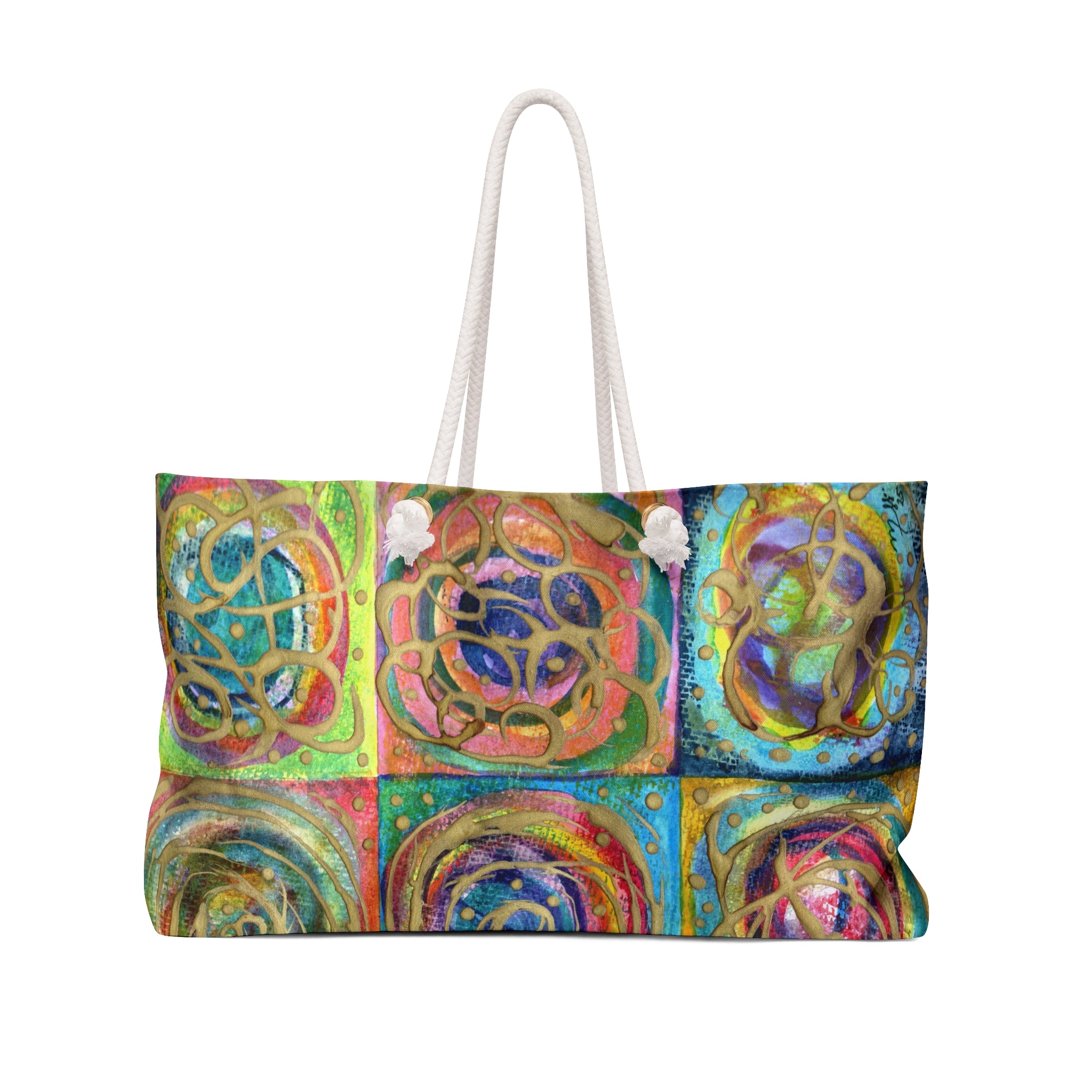Colorful Abstract Mosaic Weekender Bag – Vibrant Boho Travel Tote
