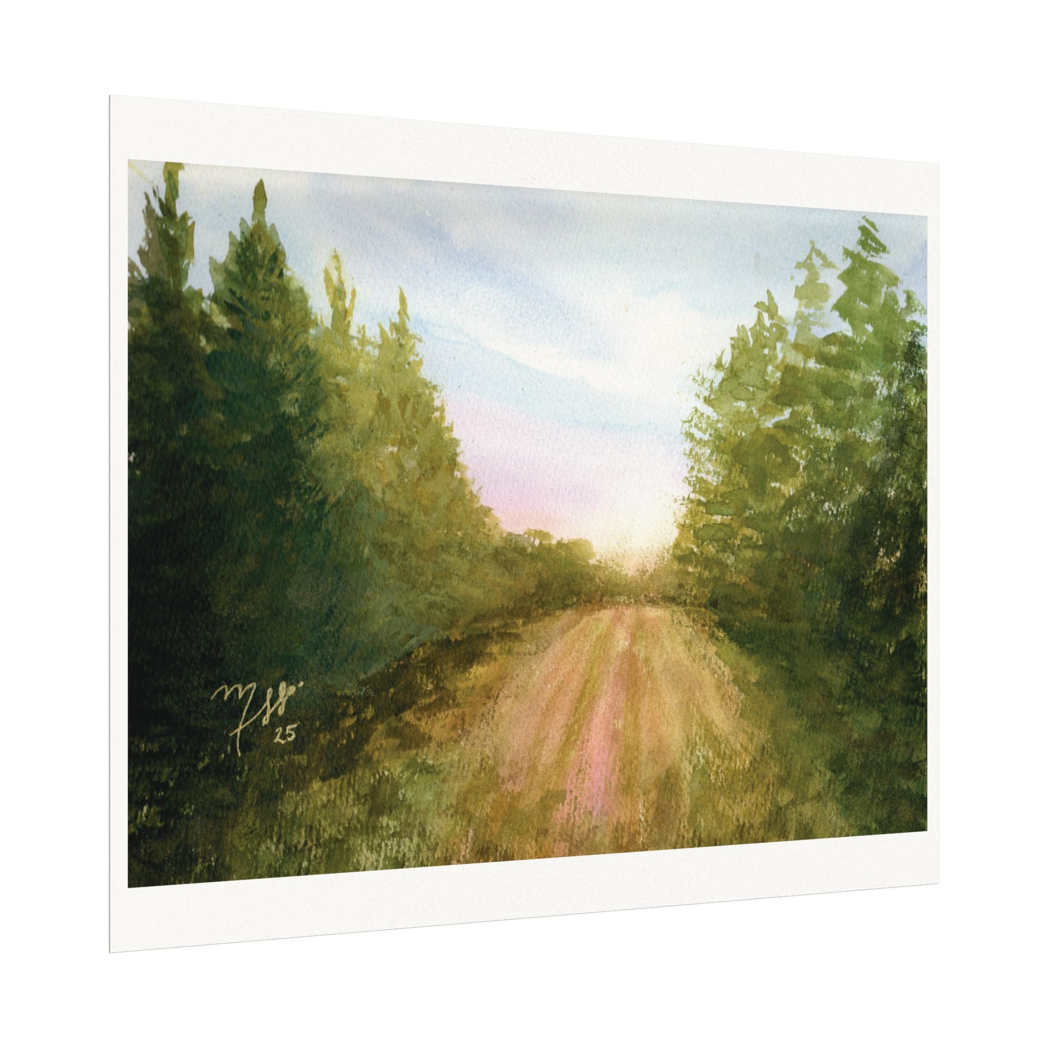 Original Watercolor - Forest Trail at Sunrise