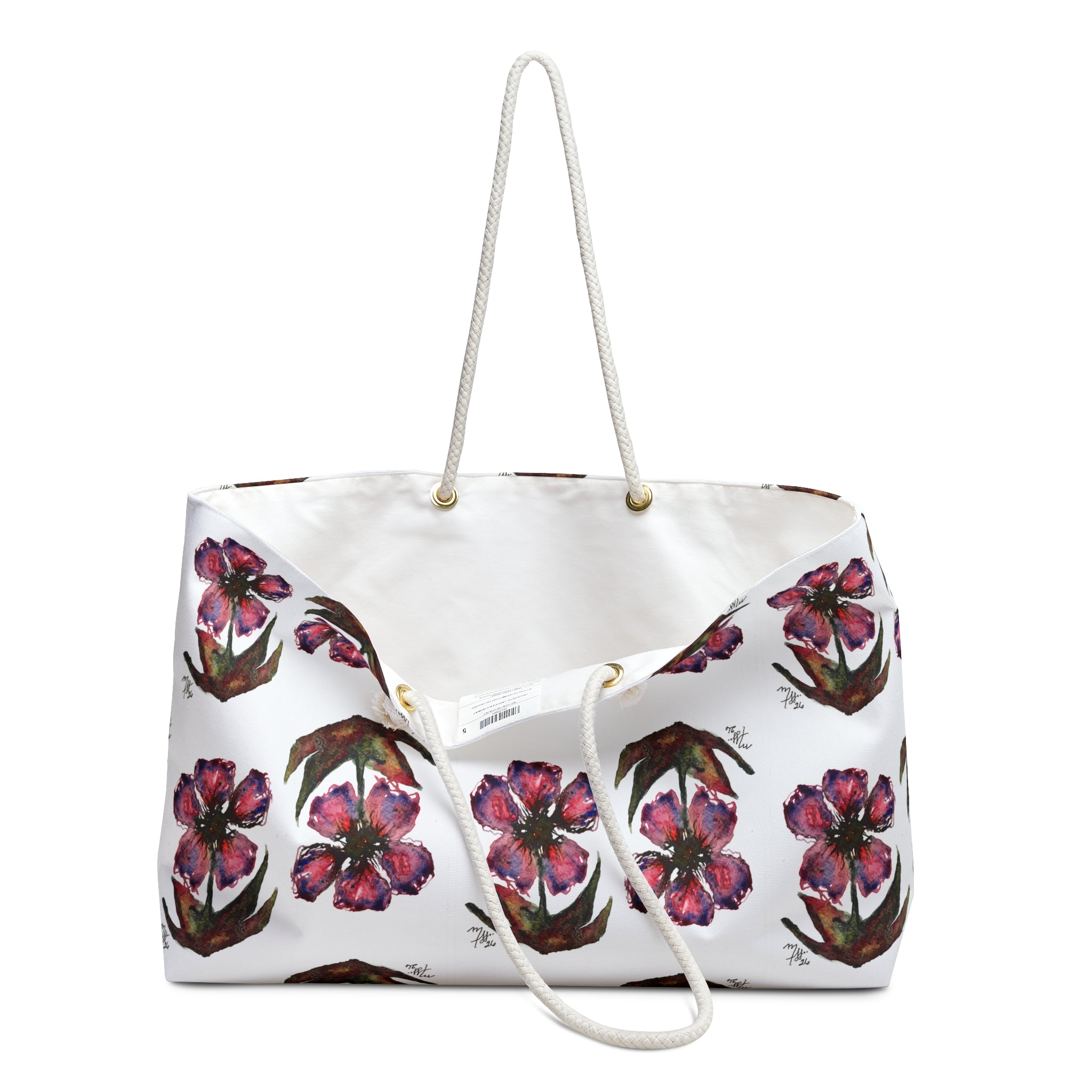 Floral Pattern Weekender Bag – Pink Watercolor Blossoms Travel Tote