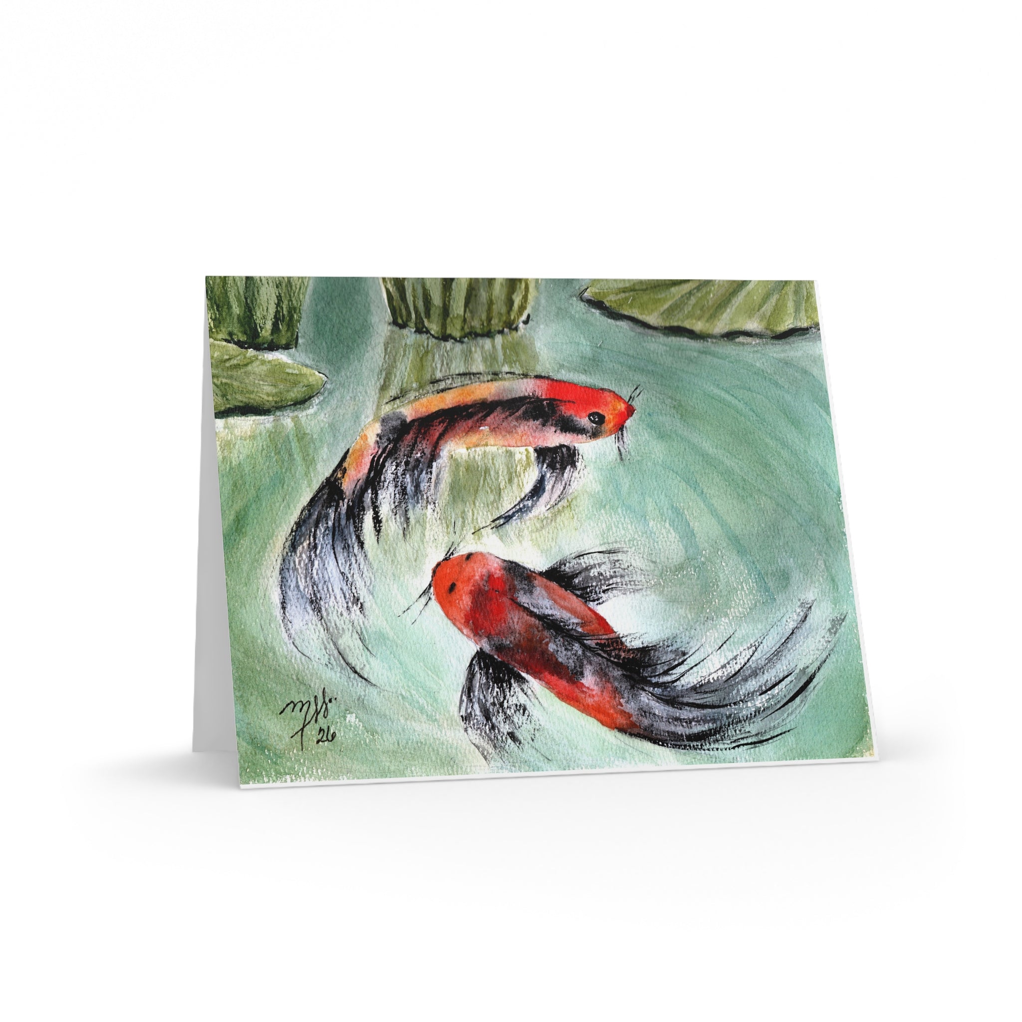 Koi Fish Greeting Cards — Pack of 8/16/24 Artistic Pond Note Cards