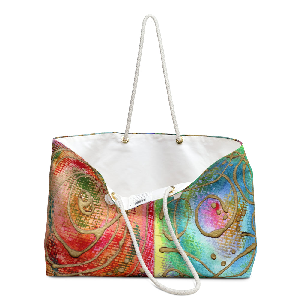 Abstract Floral Weekender Bag – Colorful Boho Travel Tote