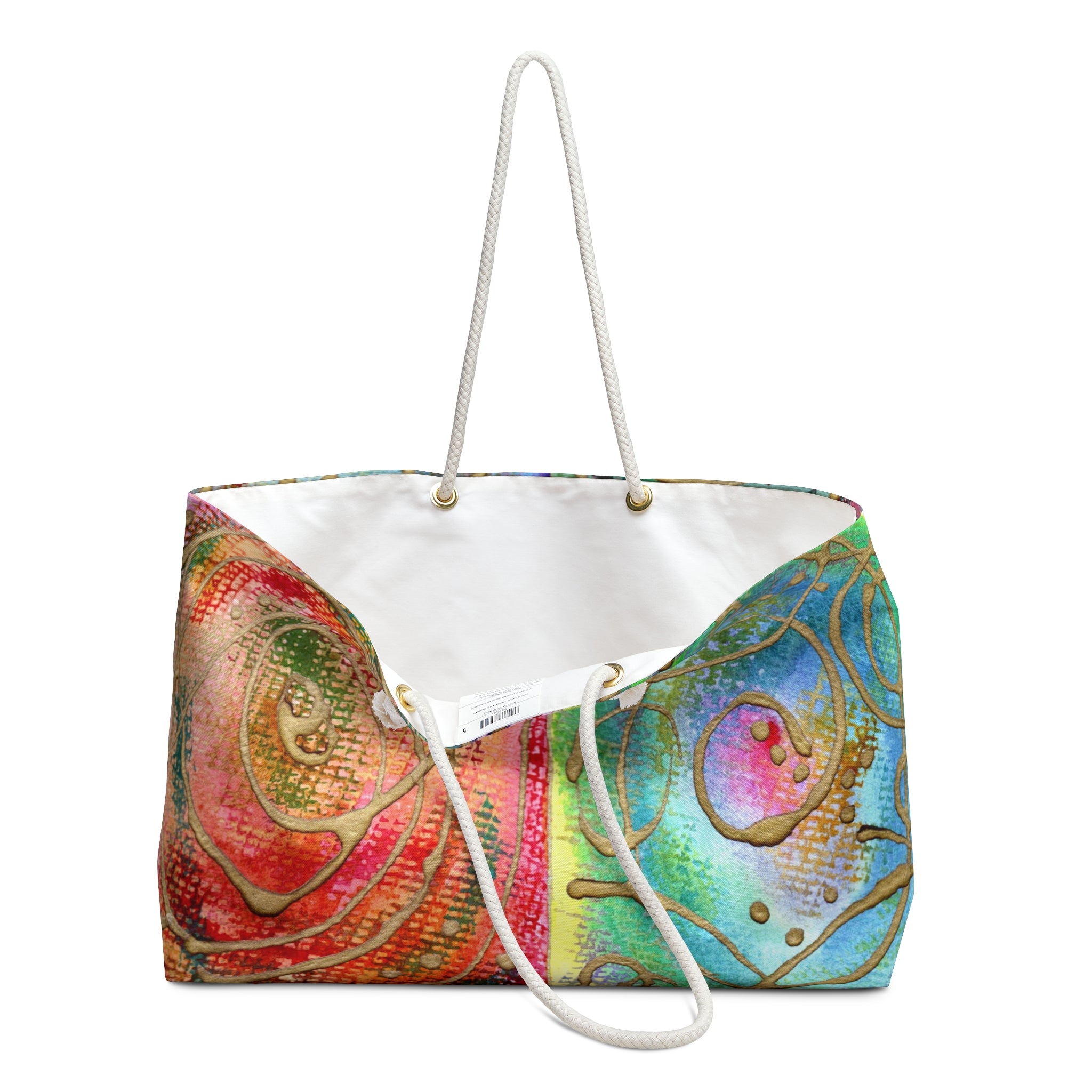 Abstract Floral Weekender Bag – Colorful Boho Travel Tote