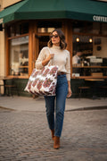 Floral Weekender Bag — Hand-Painted Rose Pattern Travel Tote