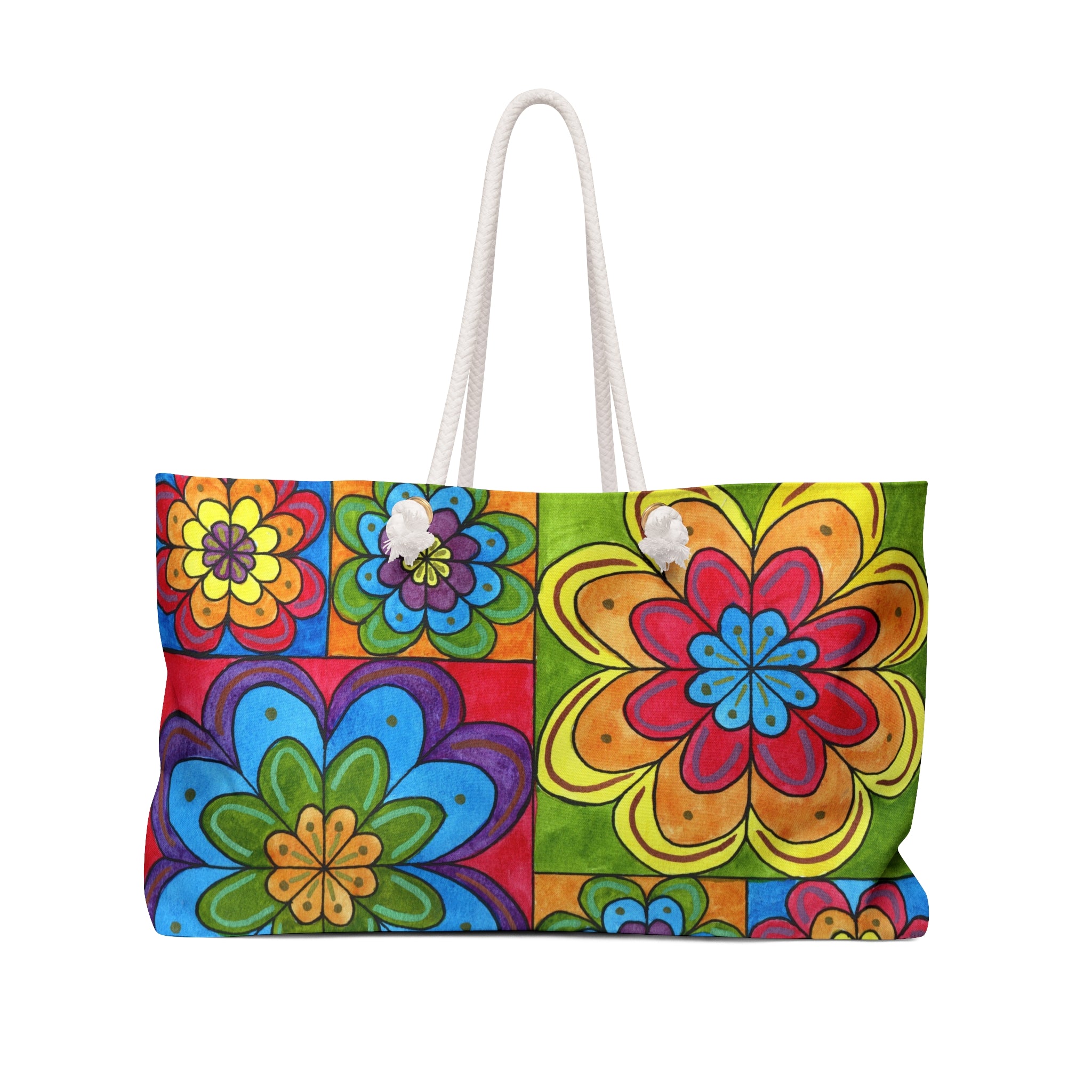 Colorful Floral Patchwork Weekender Bag – Boho Travel Tote