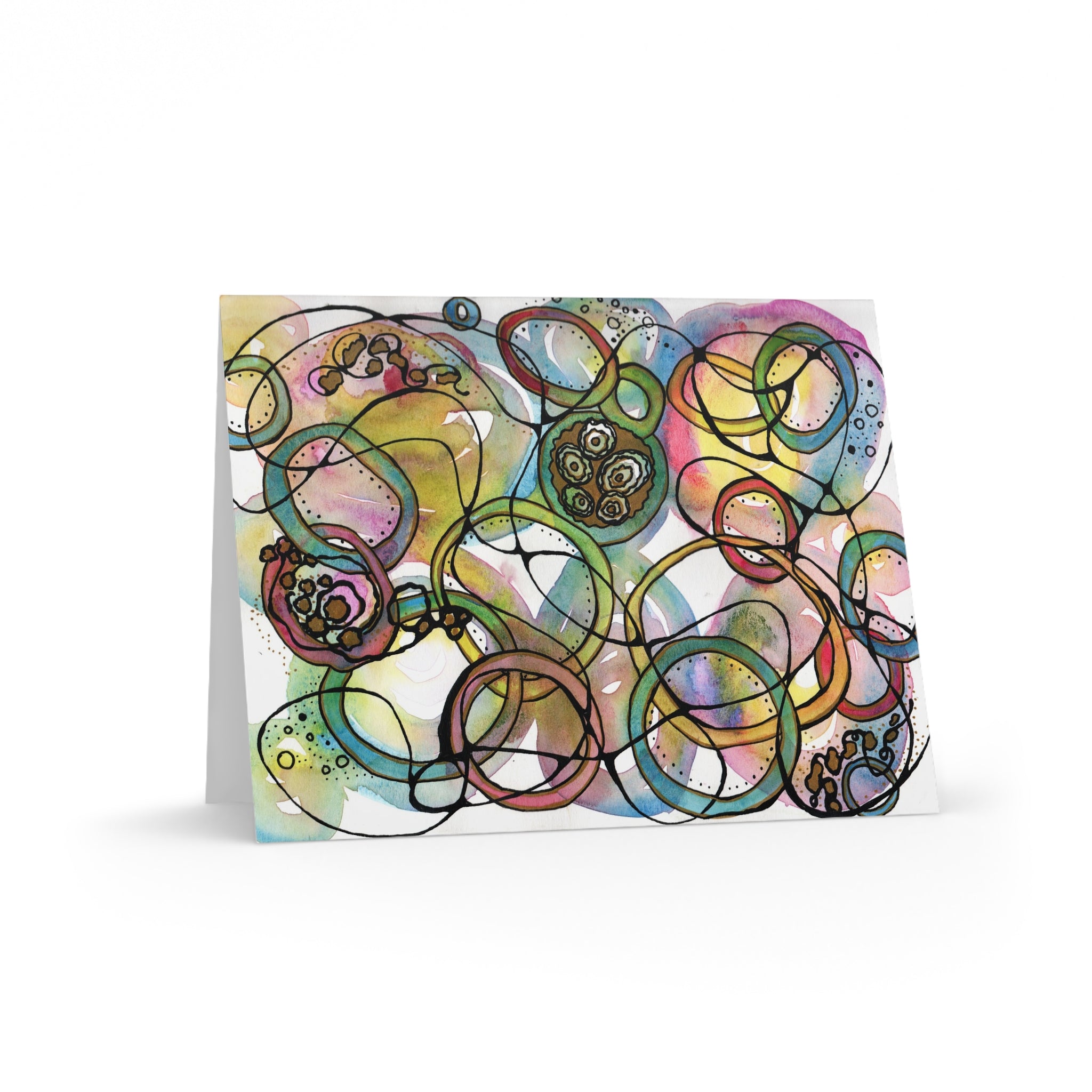 Abstract Watercolor Circle Greeting Cards — Pack of 8/16/24