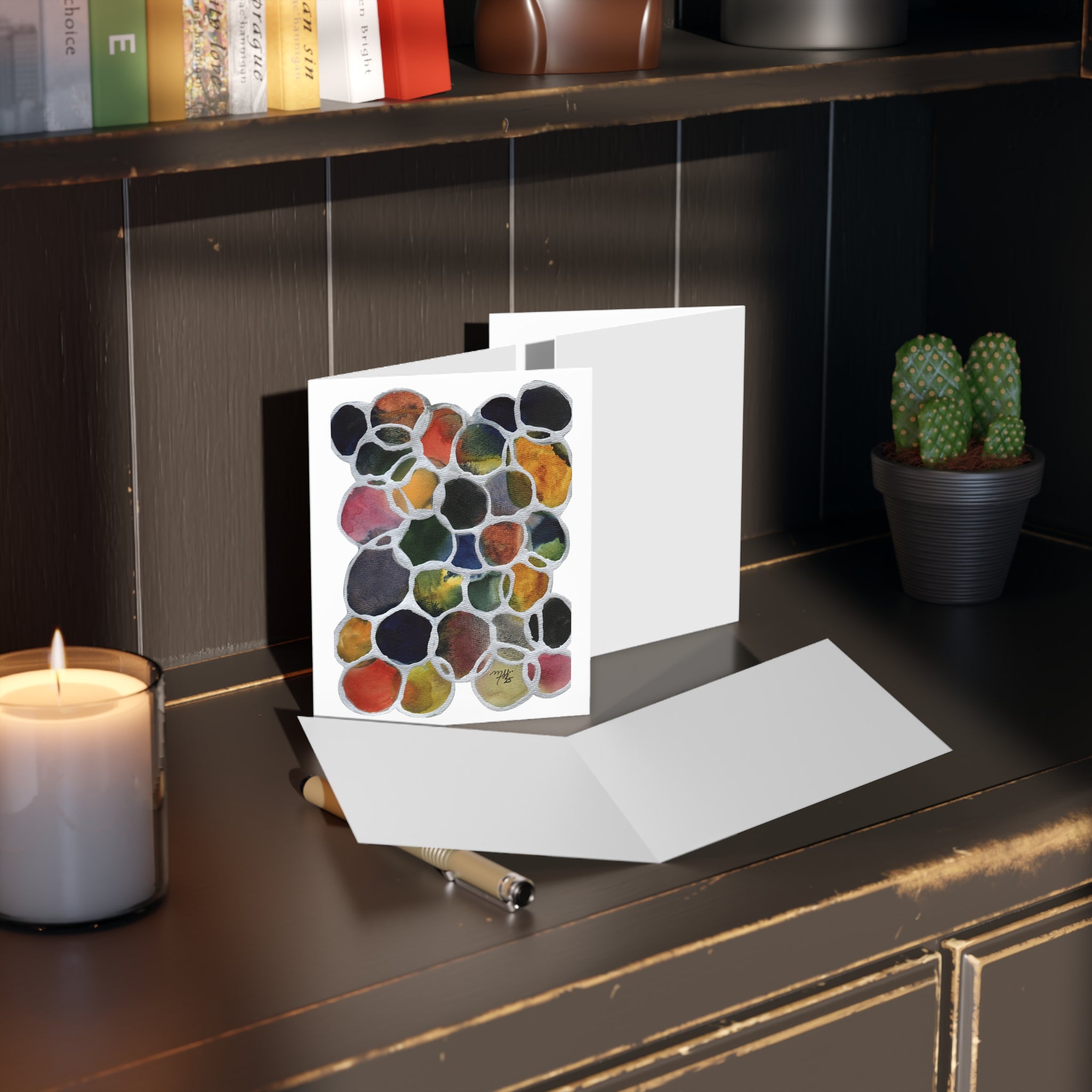 Abstract Watercolor Mosaic Greeting Cards — Pack of 8/16/24