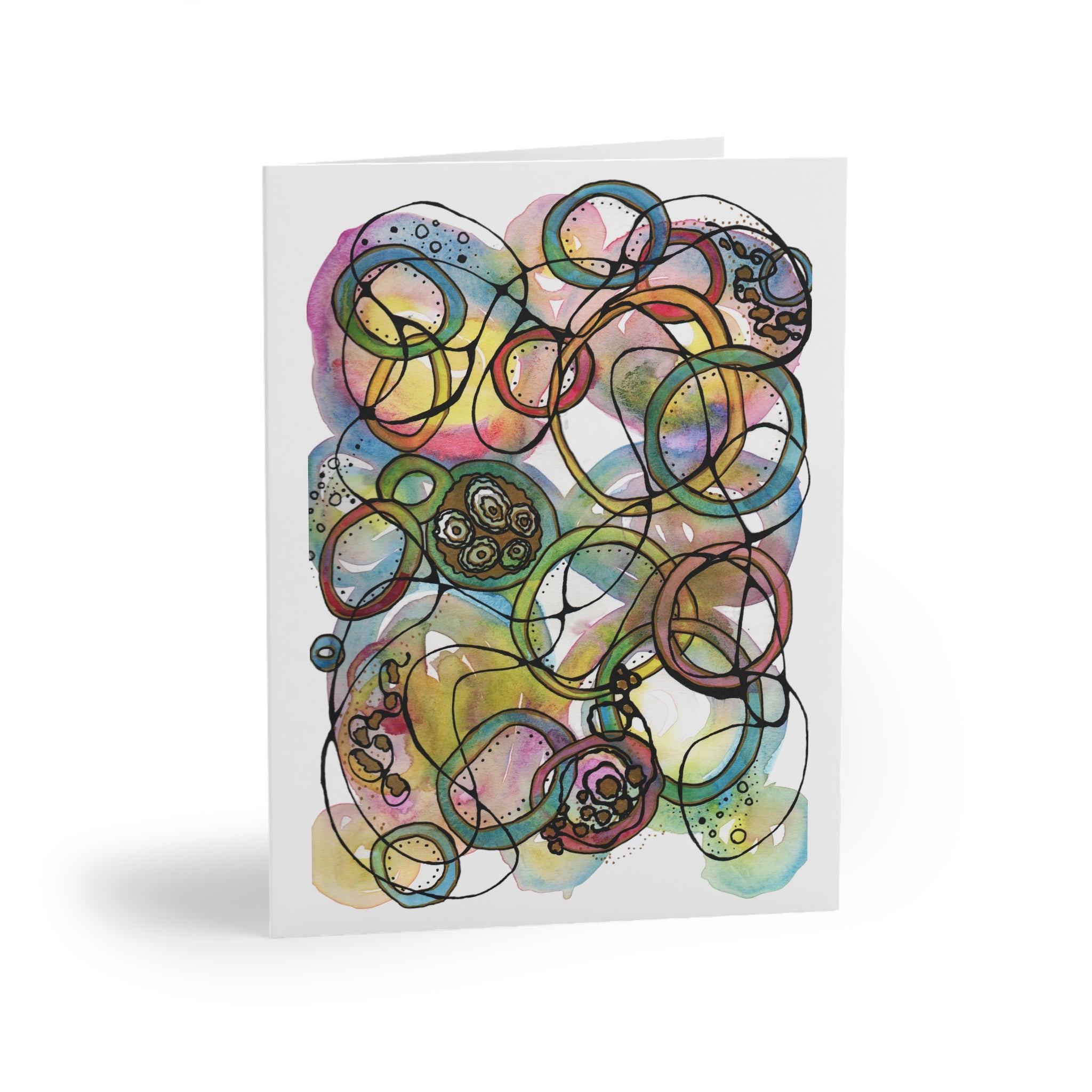 Abstract Watercolor Circle Greeting Cards — Pack of 8/16/24