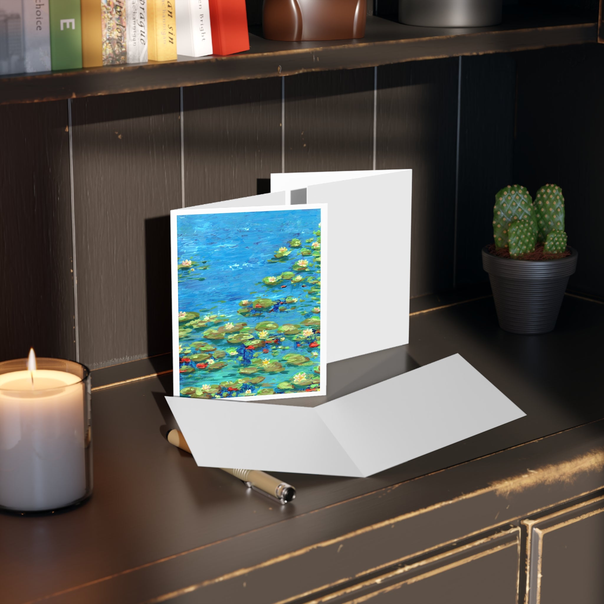 Water Lily Art Greeting Cards — Blank Note Cards Set (8/16/24)