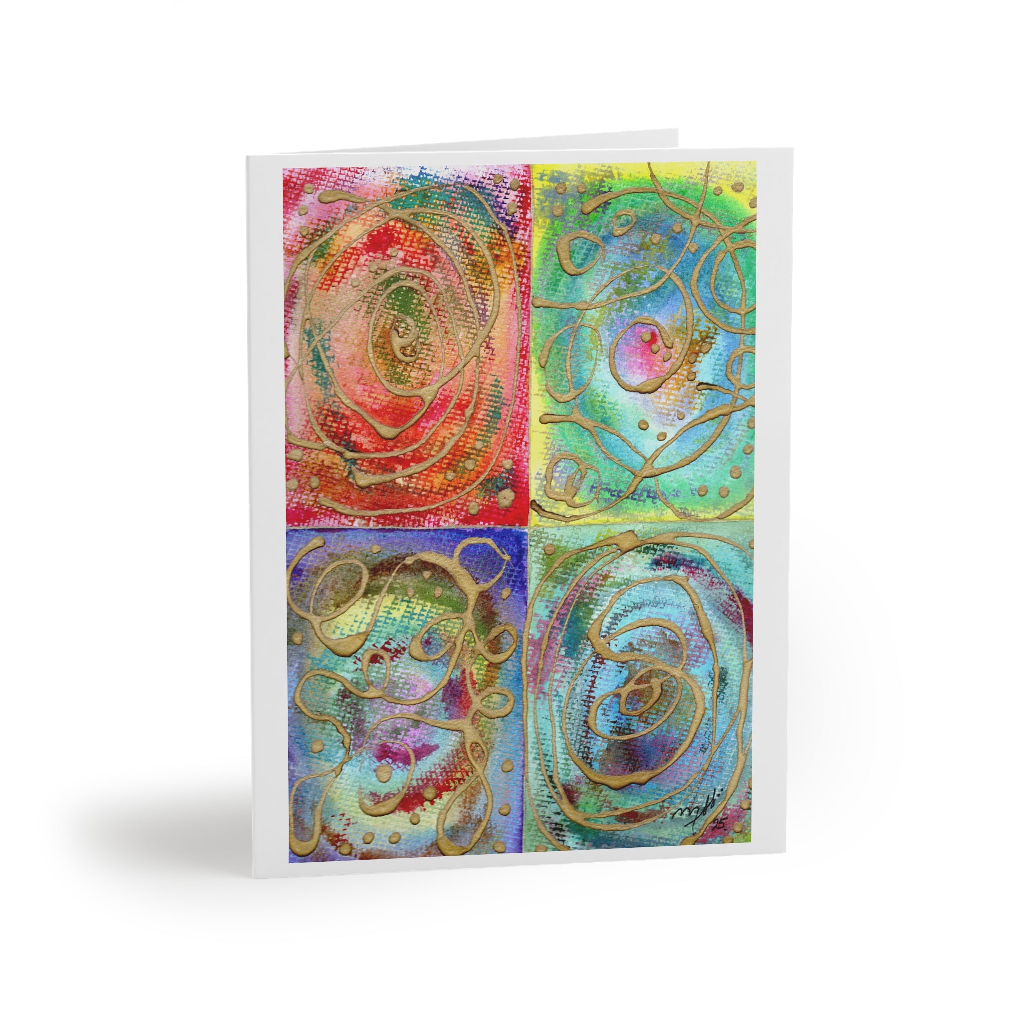 Colorful Abstract Greeting Cards — Colorful Swirl Art (8/16/24 pcs)