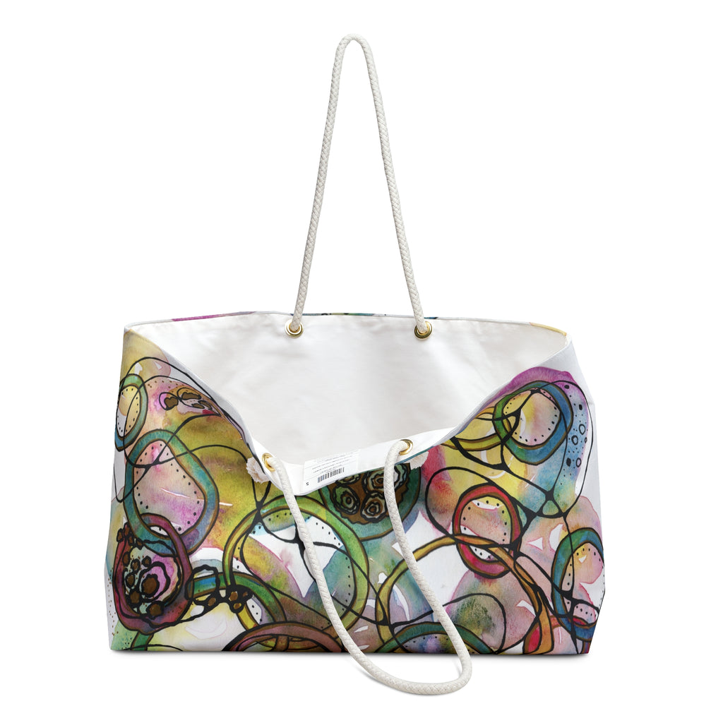 Abstract Bubble Art Weekender Bag — Colorful Watercolor Travel Tote