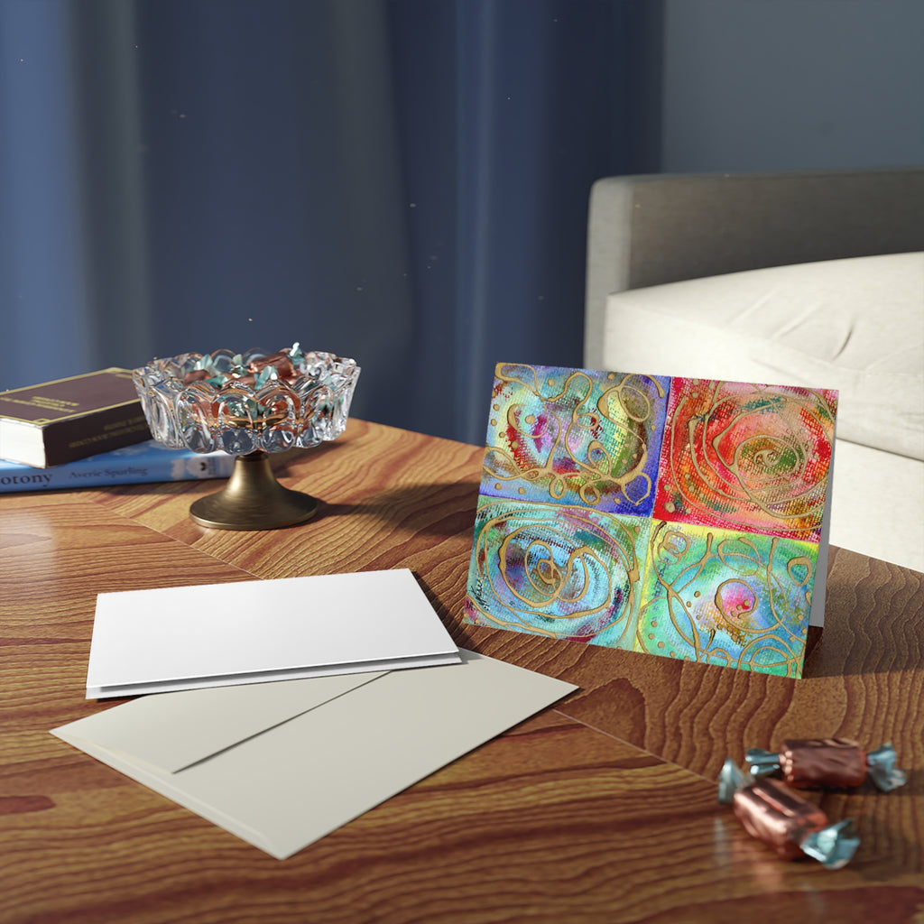 Abstract Floral Greeting Cards Set — Colorful Swirl Art (8/16/24 pcs)