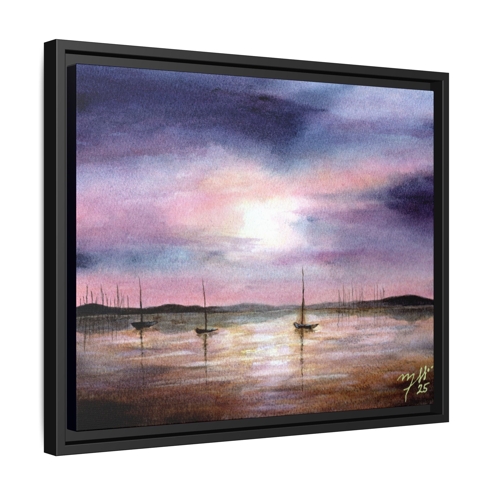 Original Watercolor - Sailing at Sunset
