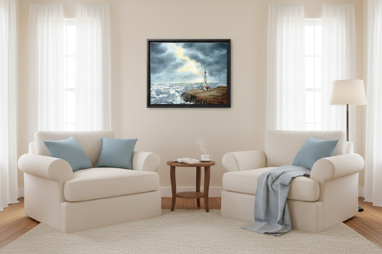 Original Watercolor - Storm on the Coast