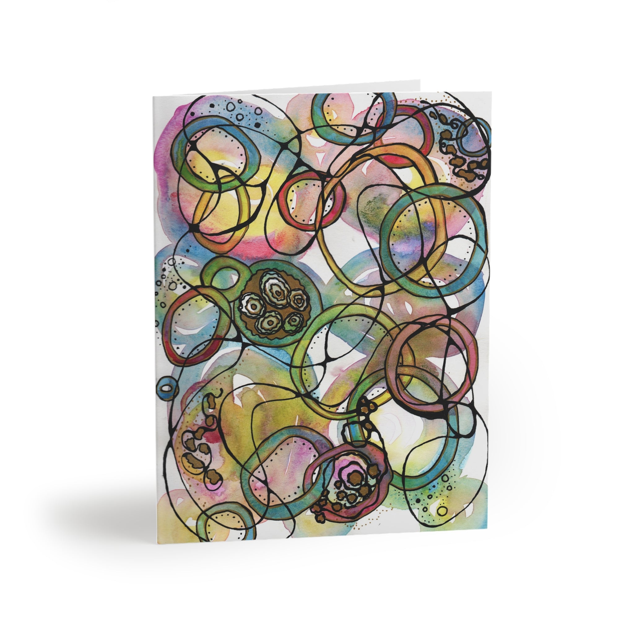 Abstract Watercolor Circle Greeting Cards — Pack of 8/16/24