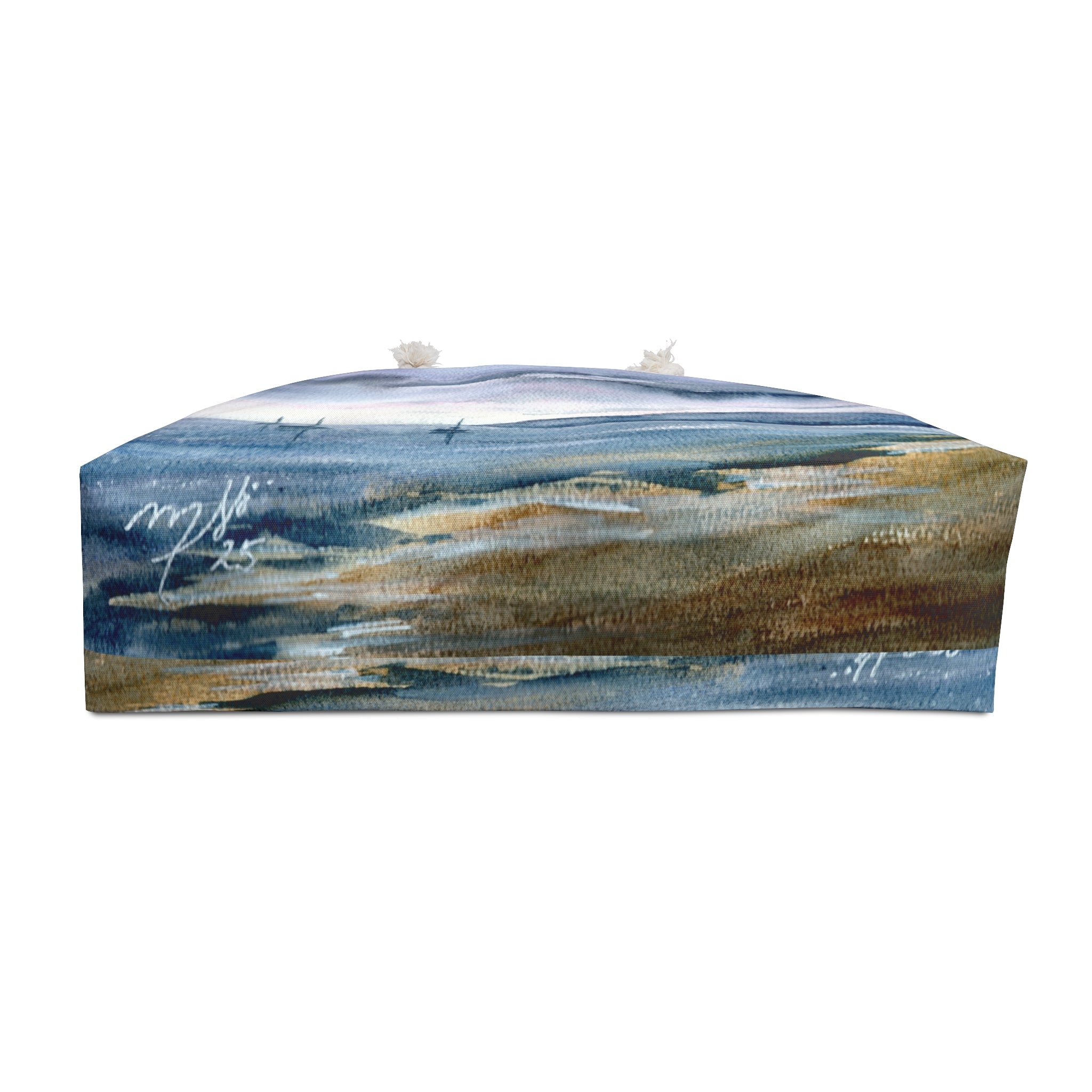 Coastal Watercolor Weekender Bag – Blue Seascape Travel Tote